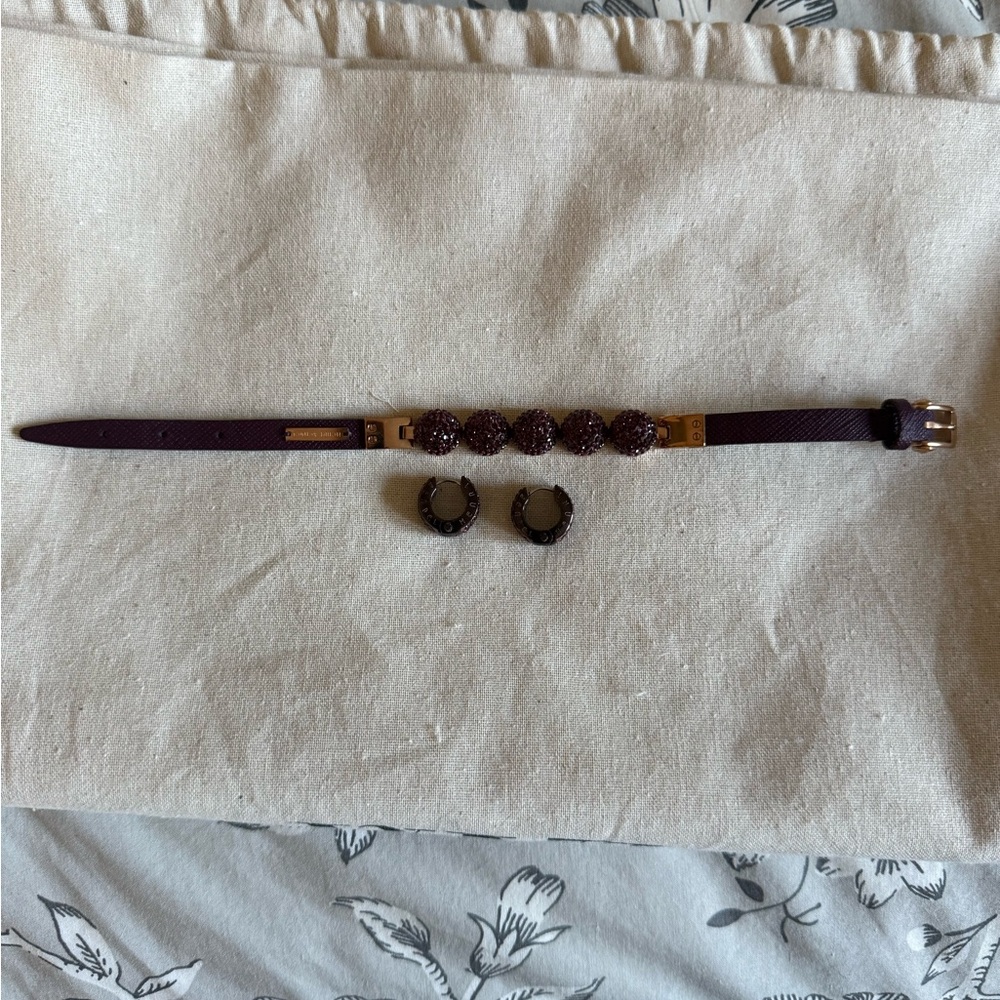 Elegant Purple Bracelet and Earring Set